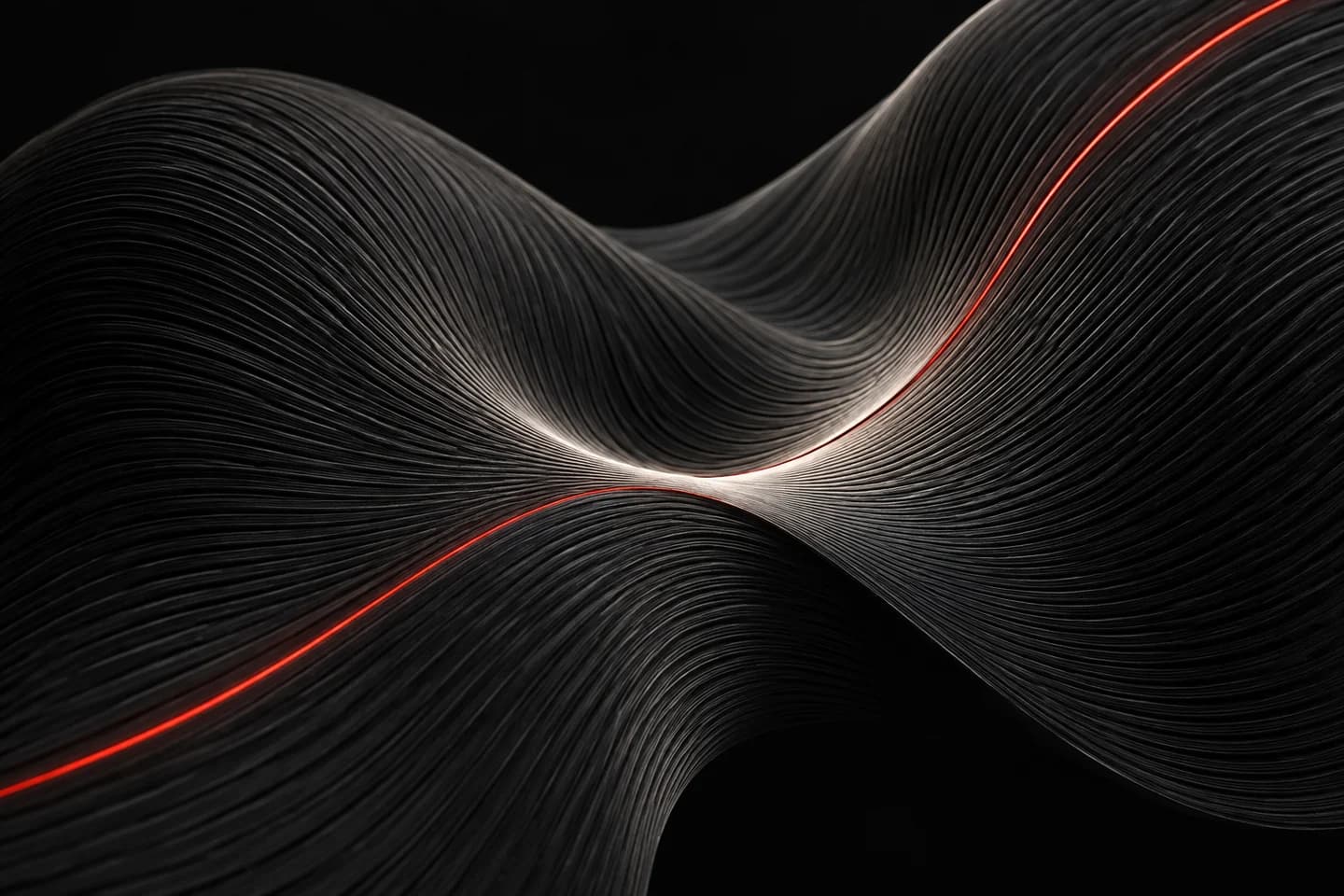 Abstract graphite fibres with a thin coral signal running through them